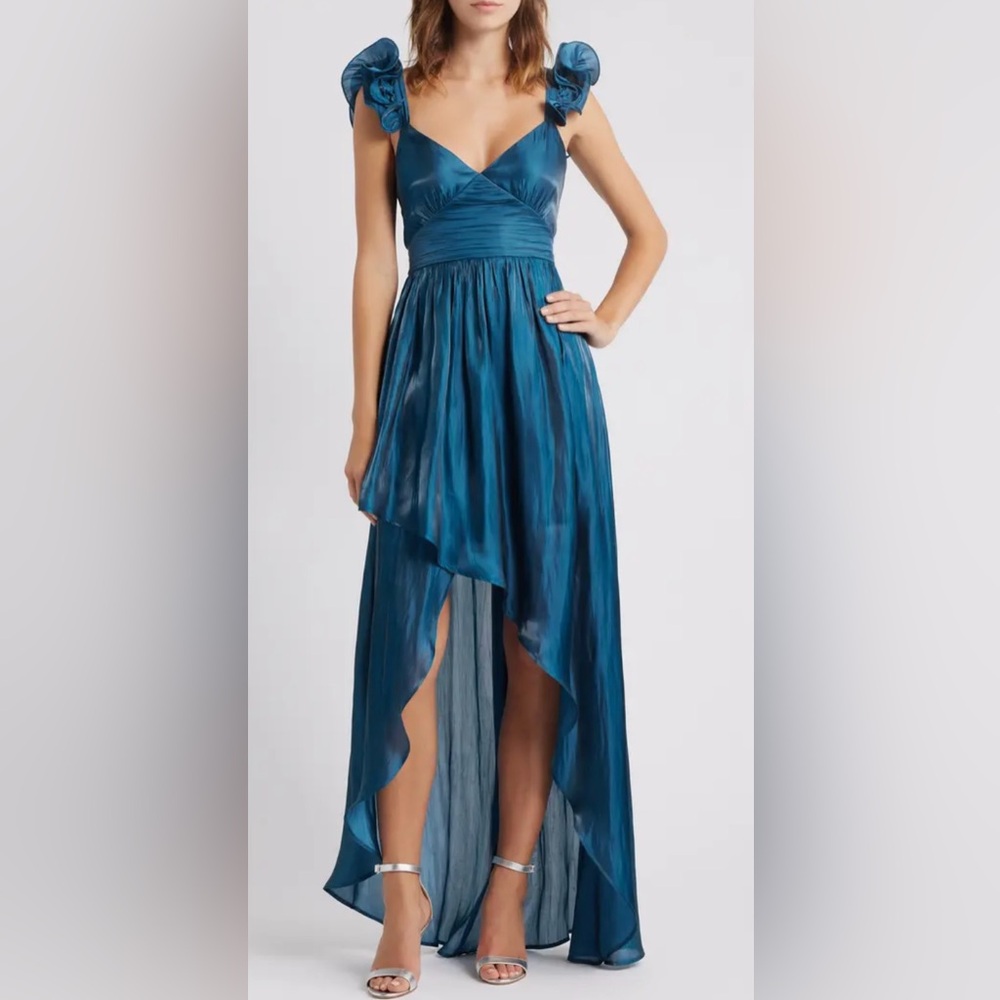 Lulus x Nordstrom Juni Ruffle Shoulder High-Low Gown
